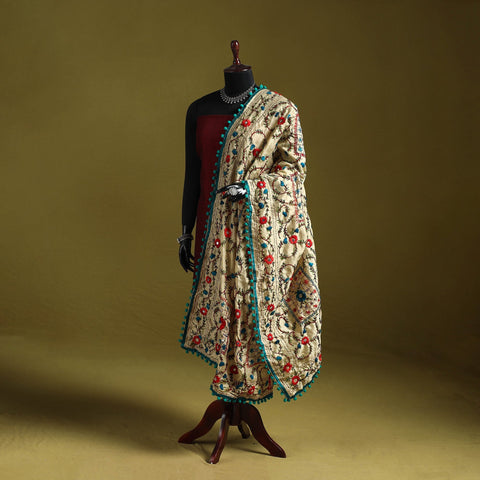 Ranihati chapa work chanderi silk hand embroidery dupatta