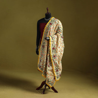 Ranihati chapa work chanderi silk hand embroidery dupatta
