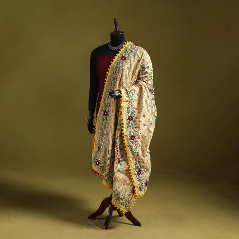 Ranihati chapa work chanderi silk hand embroidery dupatta