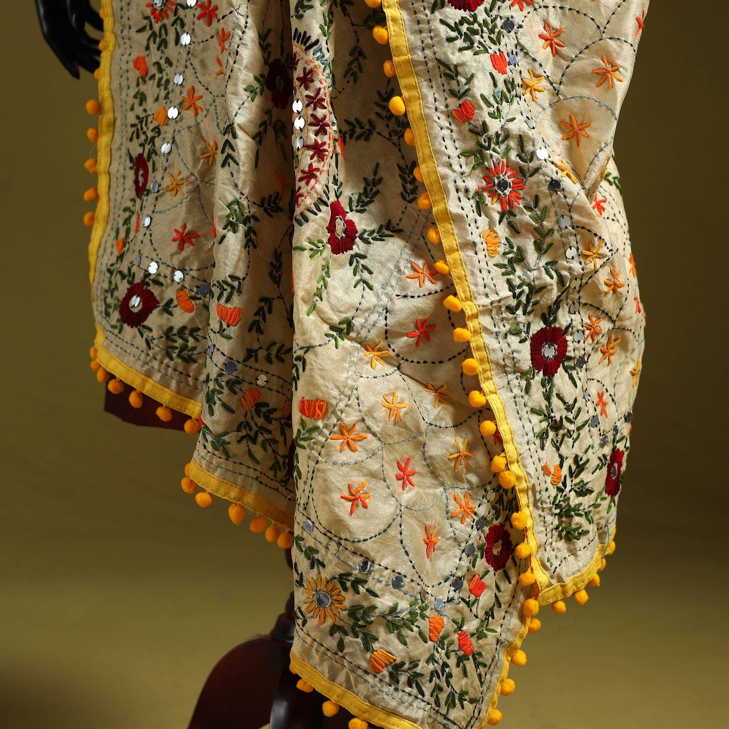Ranihati chapa work chanderi silk hand embroidery dupatta