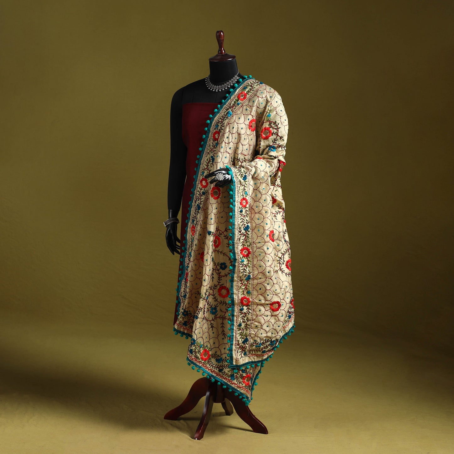 Ranihati chapa work chanderi silk hand embroidery dupatta