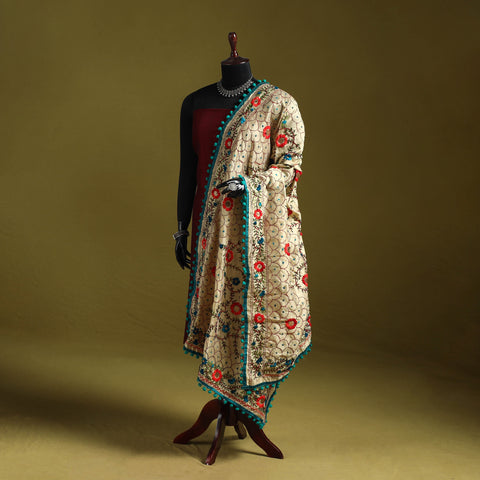 Ranihati chapa work chanderi silk hand embroidery dupatta