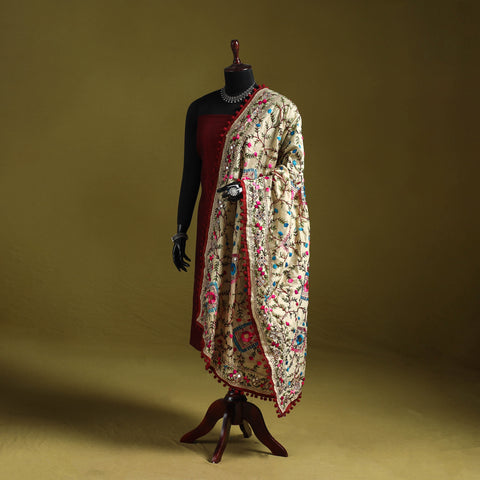 Ranihati chapa work chanderi silk hand embroidery dupatta