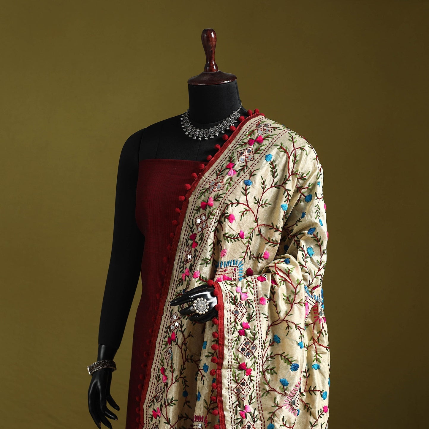 Ranihati chapa work chanderi silk hand embroidery dupatta