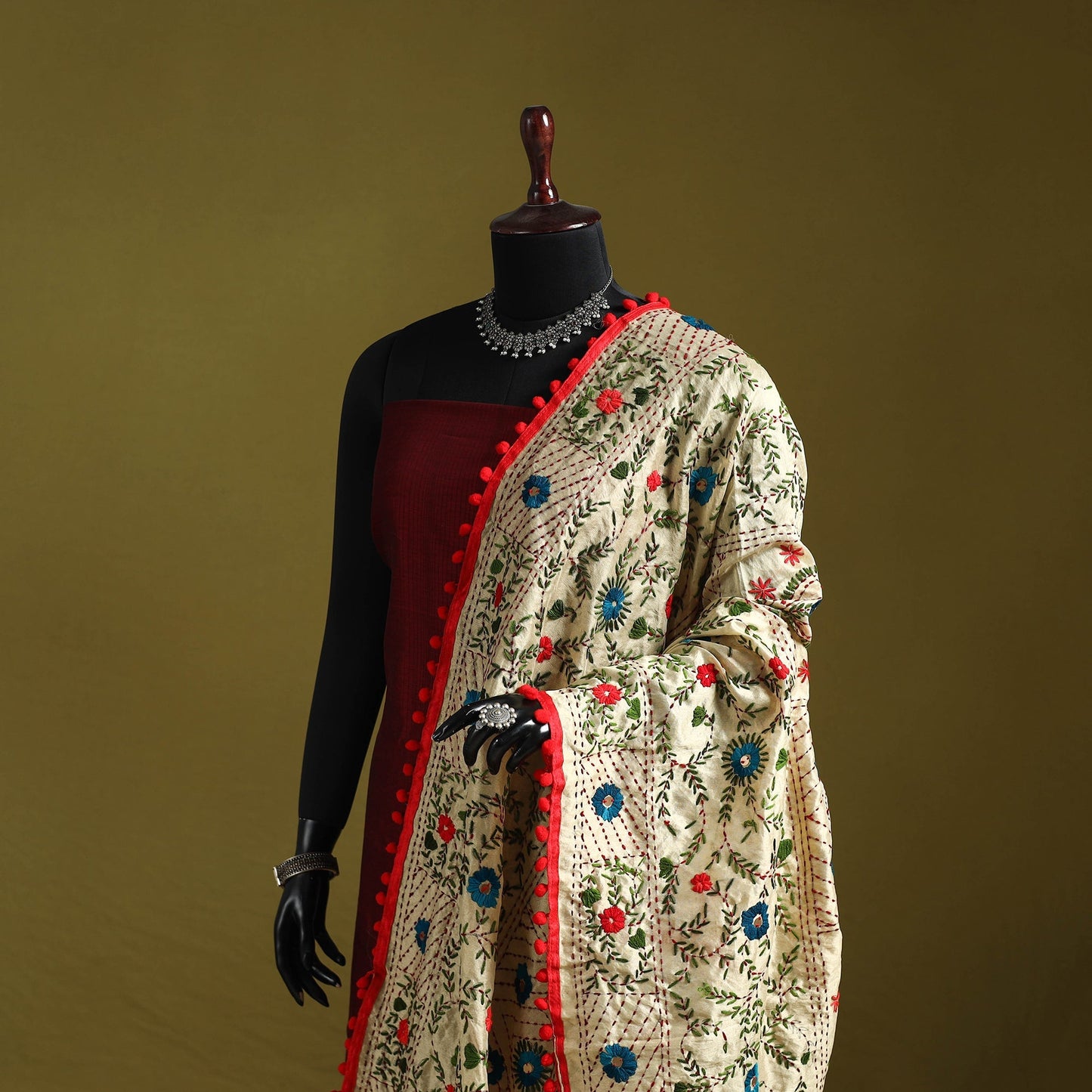 Ranihati chapa work chanderi silk hand embroidery dupatta
