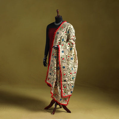 Ranihati chapa work chanderi silk hand embroidery dupatta