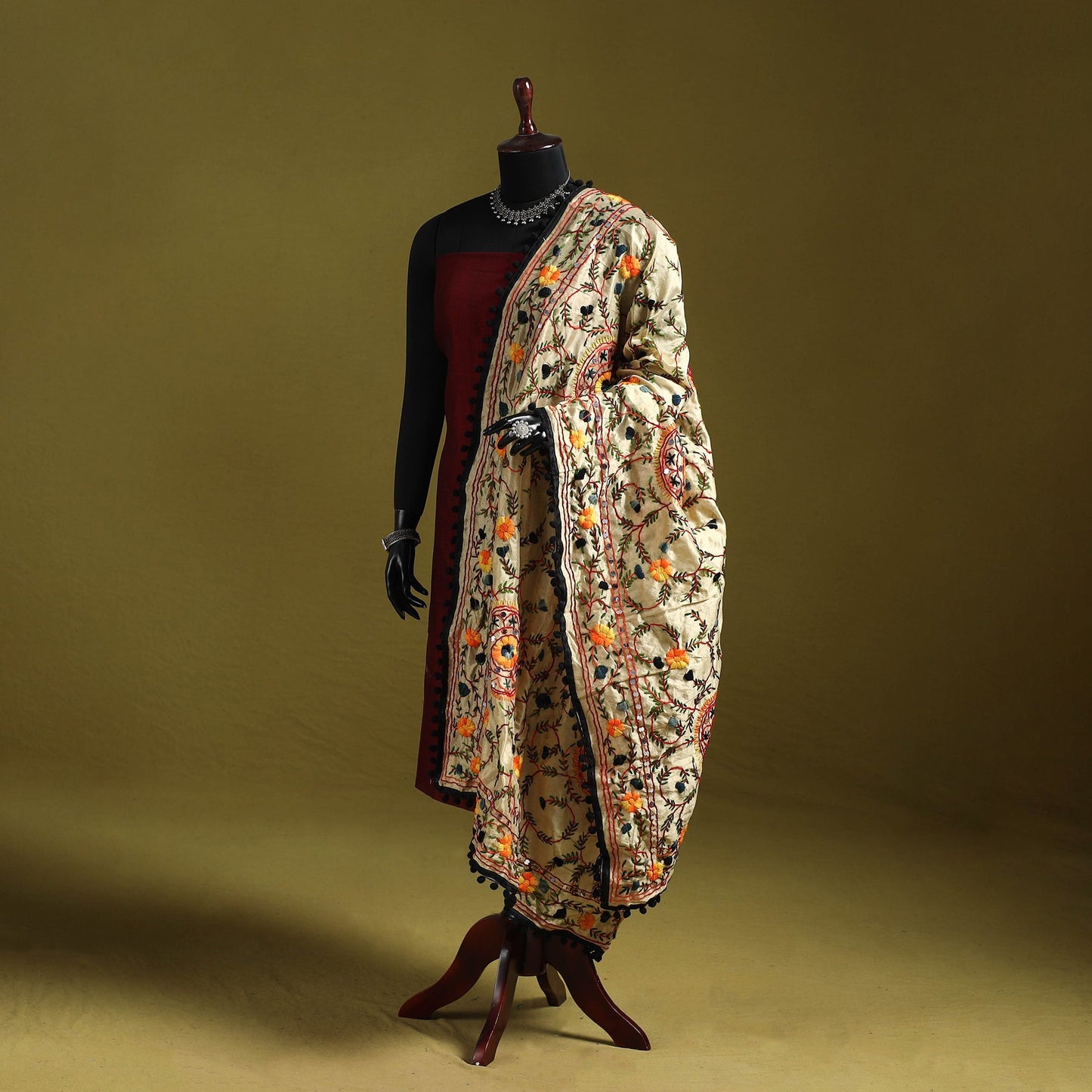 Ranihati chapa work chanderi silk hand embroidery dupatta