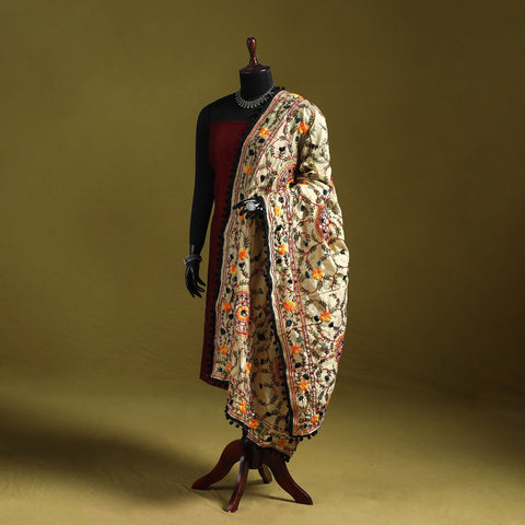 Ranihati chapa work chanderi silk hand embroidery dupatta