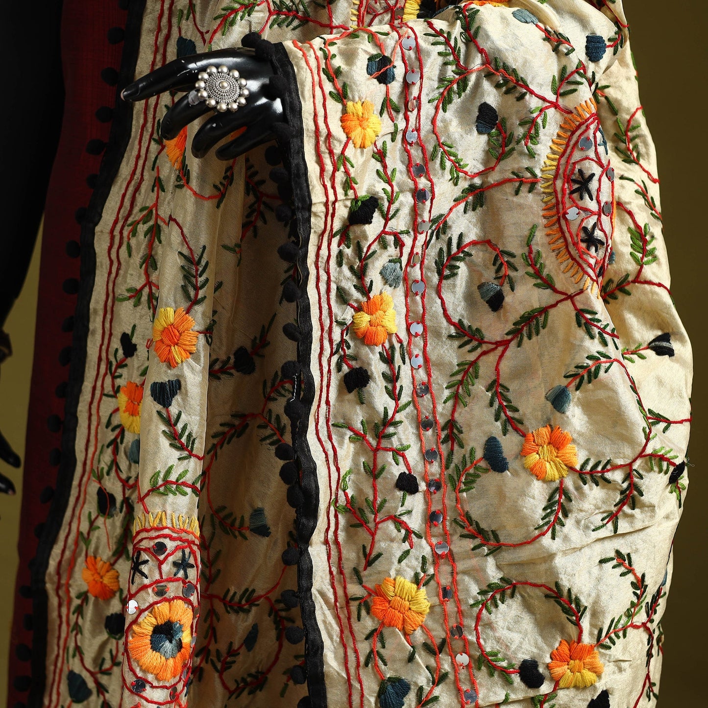 Ranihati chapa work chanderi silk hand embroidery dupatta