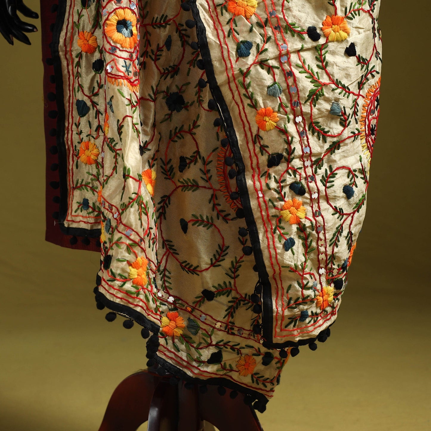 Ranihati chapa work chanderi silk hand embroidery dupatta