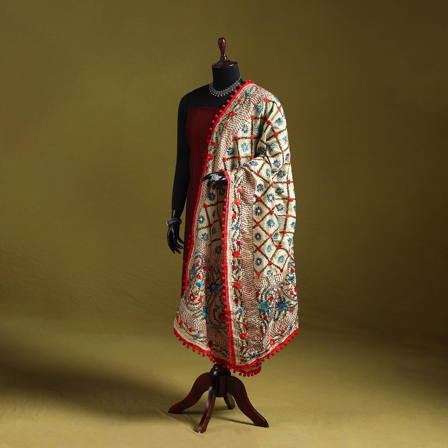 Ranihati chapa work chanderi silk hand embroidery dupatta