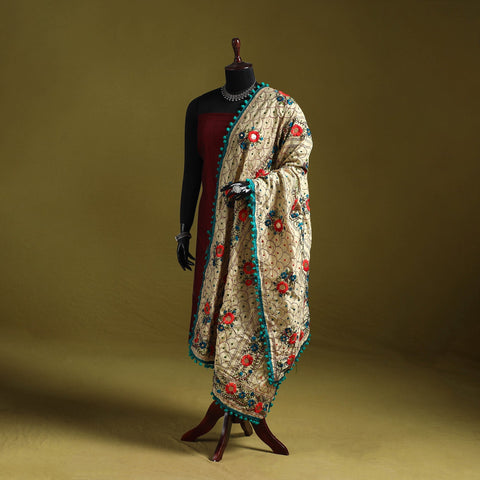 Ranihati chapa work chanderi silk hand embroidery dupatta