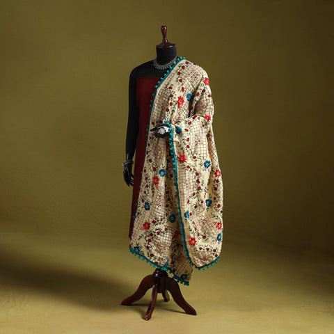 Ranihati chapa work chanderi silk hand embroidery dupatta