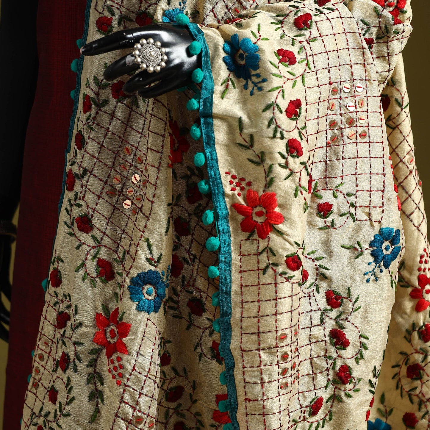 Ranihati chapa work chanderi silk hand embroidery dupatta