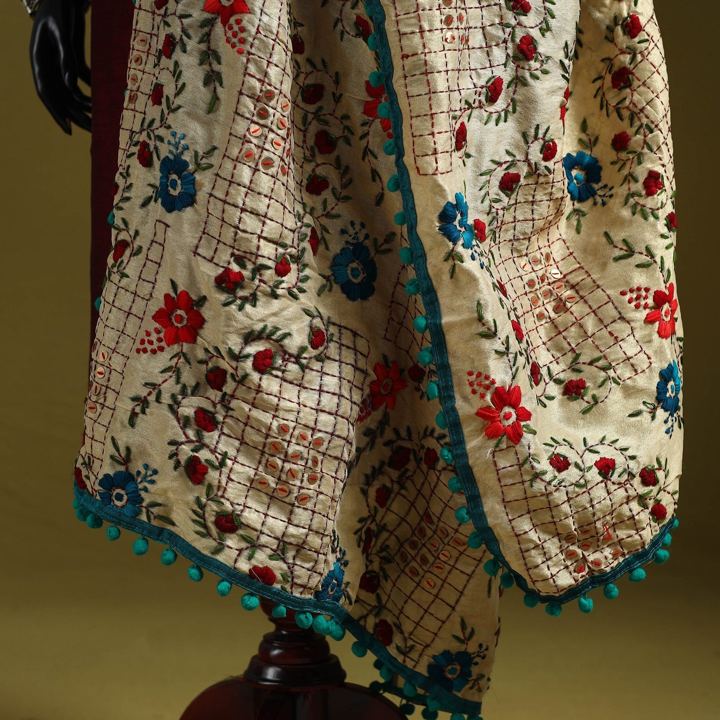 Ranihati chapa work chanderi silk hand embroidery dupatta
