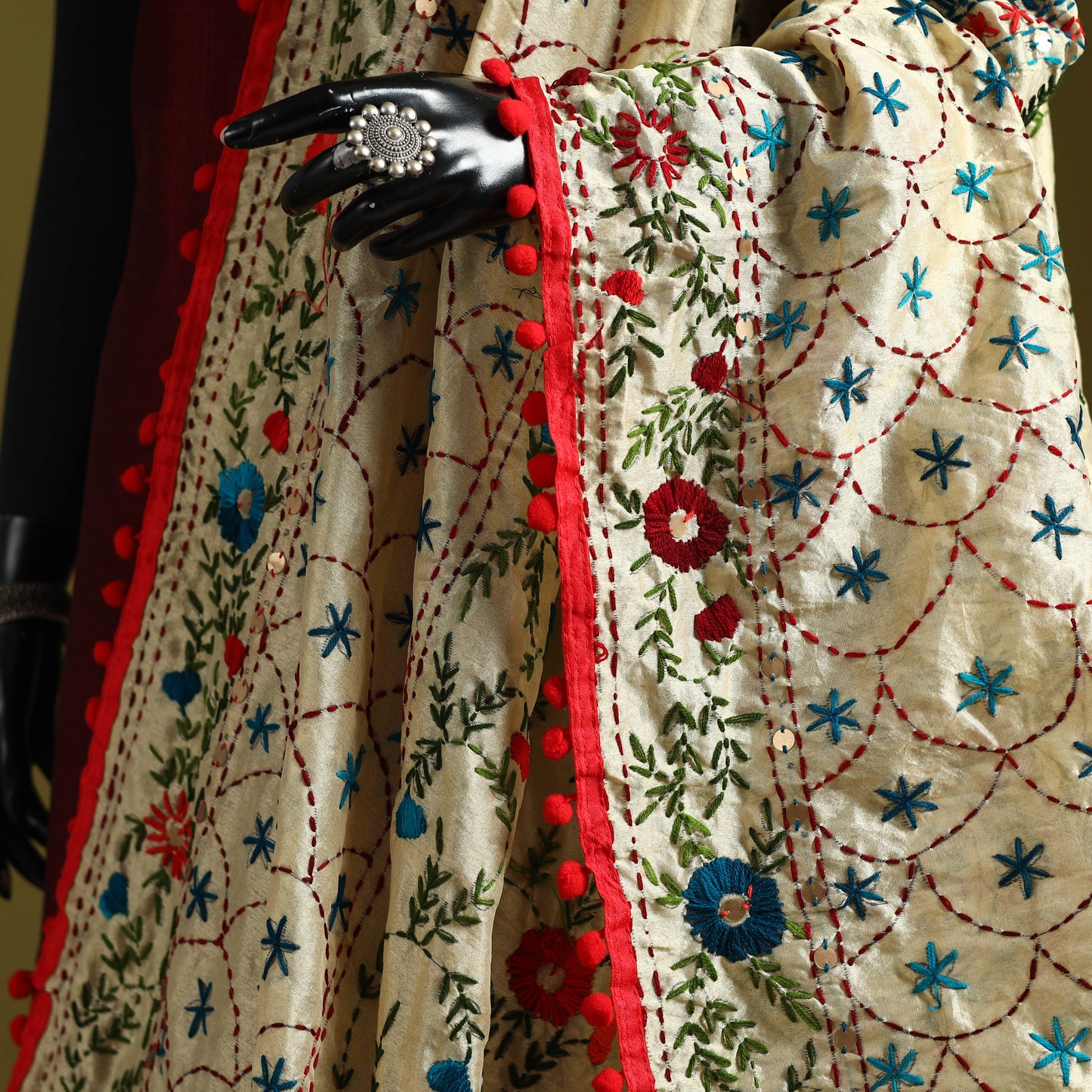 Ranihati chapa work chanderi silk hand embroidery dupatta