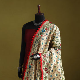 Ranihati chapa work chanderi silk hand embroidery dupatta