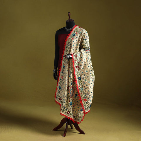 Ranihati chapa work chanderi silk hand embroidery dupatta