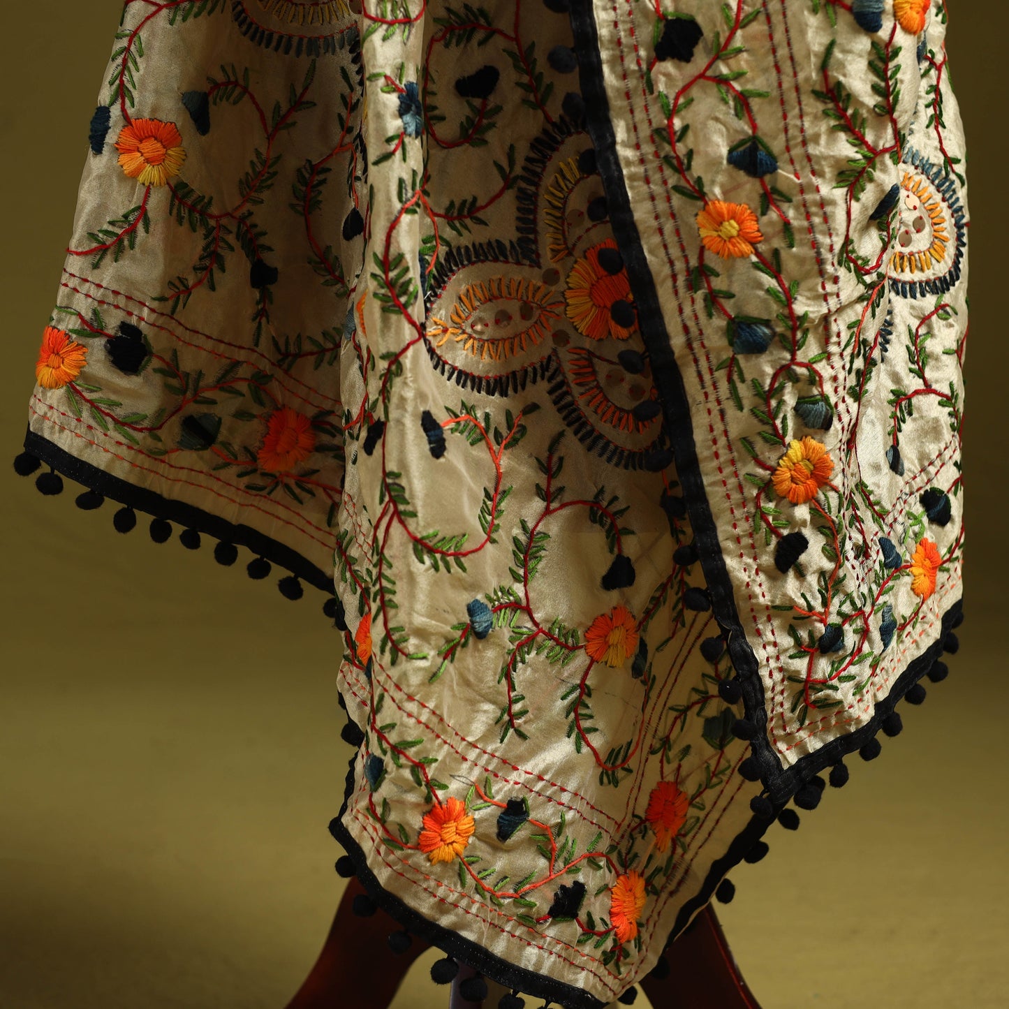 Ranihati chapa work chanderi silk hand embroidery dupatta