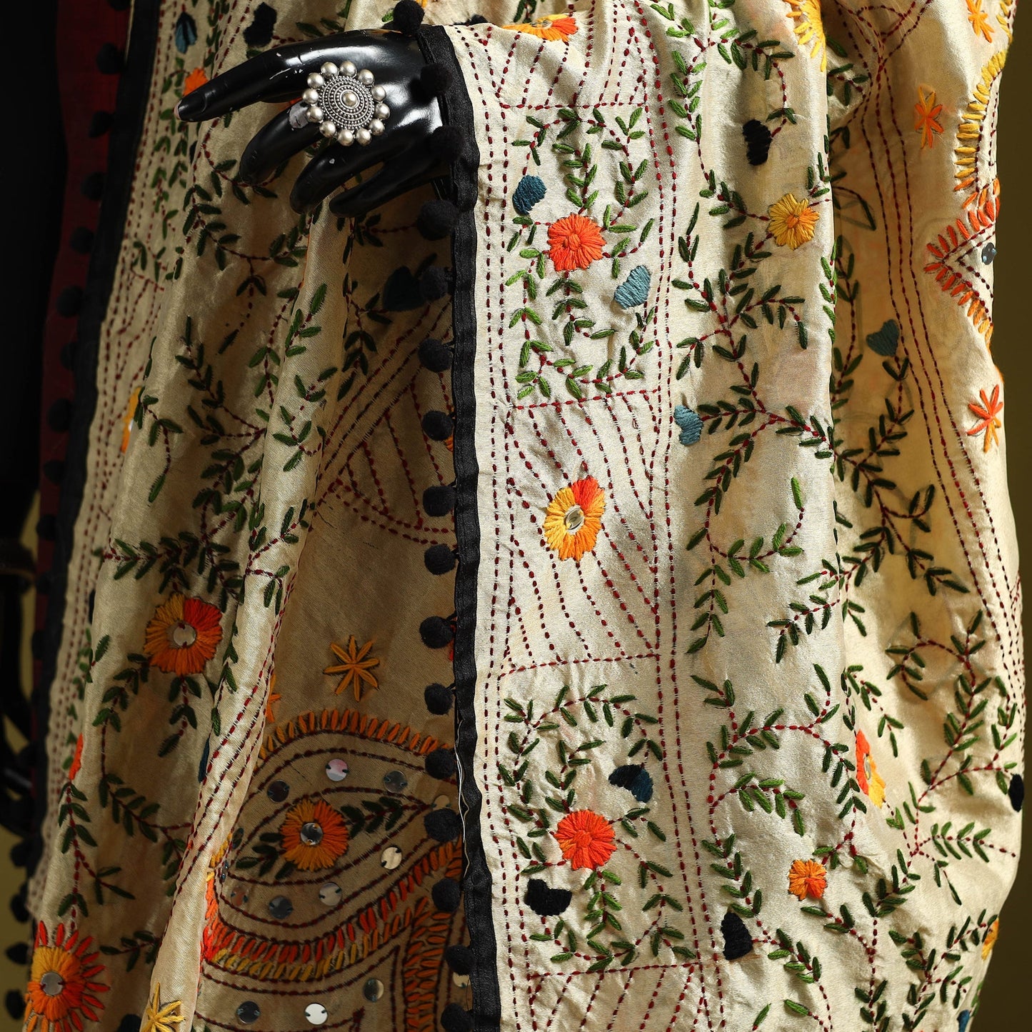 Ranihati chapa work chanderi silk hand embroidery dupatta