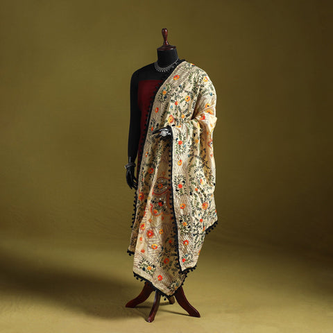 Ranihati chapa work chanderi silk hand embroidery dupatta