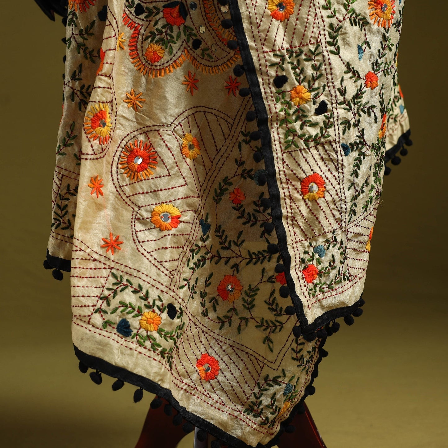 Ranihati chapa work chanderi silk hand embroidery dupatta