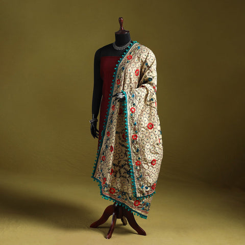 Ranihati chapa work chanderi silk hand embroidery dupatta