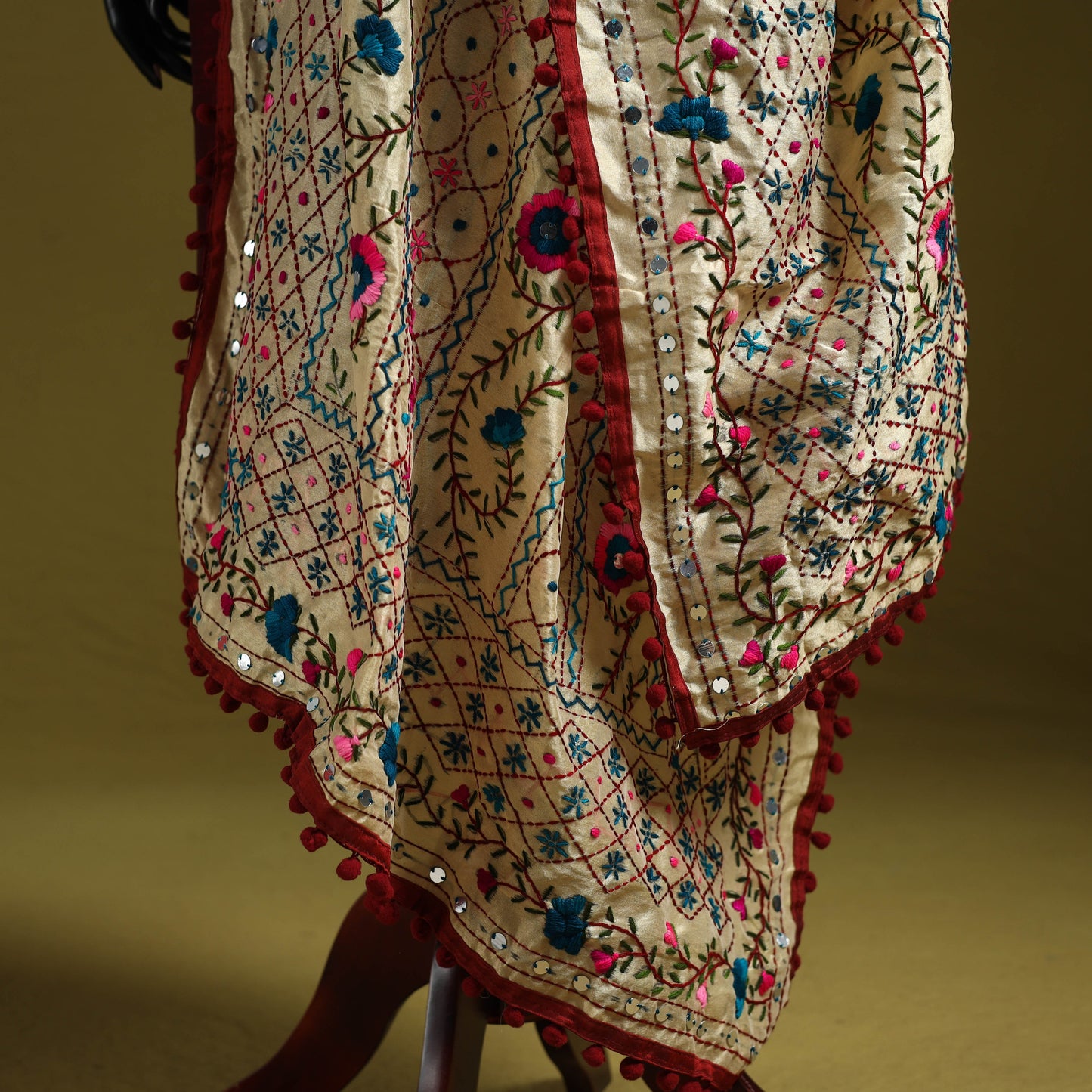 Ranihati chapa work chanderi silk hand embroidery dupatta