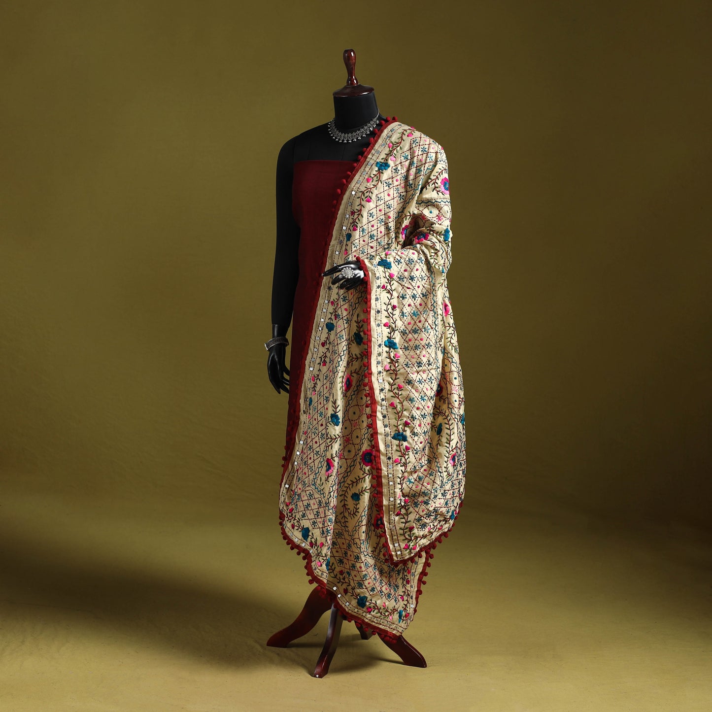 Ranihati chapa work chanderi silk hand embroidery dupatta