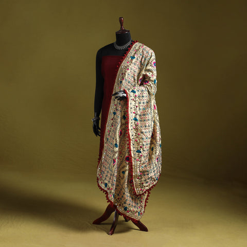 Ranihati chapa work chanderi silk hand embroidery dupatta