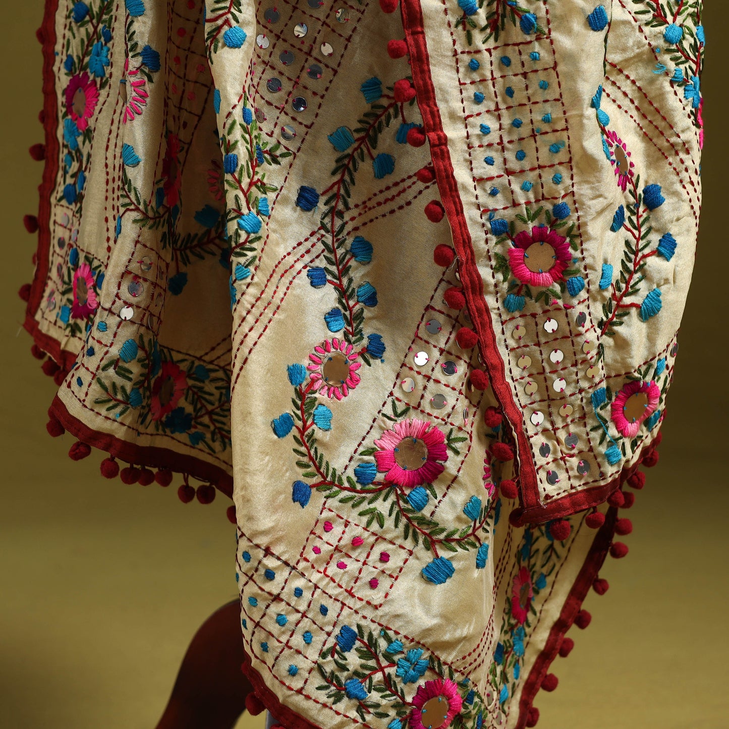 Ranihati chapa work chanderi silk hand embroidery dupatta