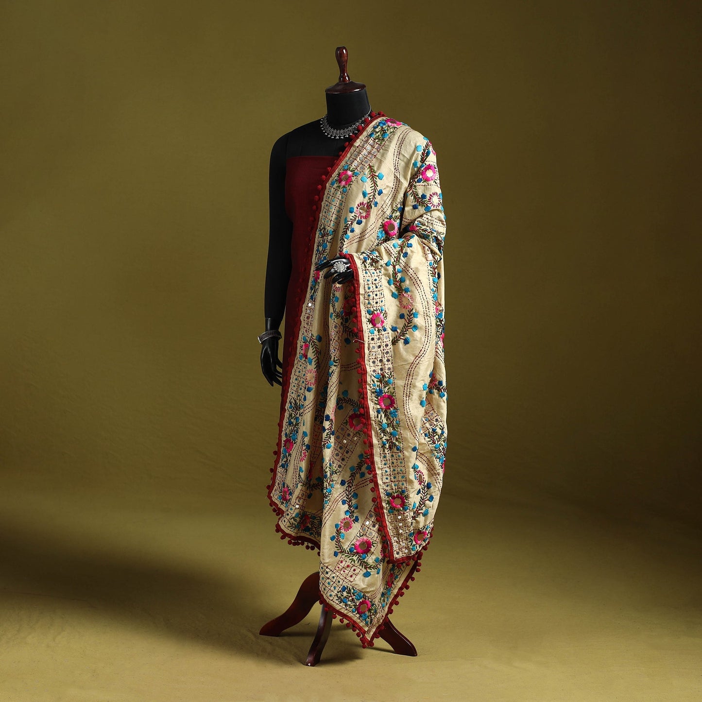 Ranihati chapa work chanderi silk hand embroidery dupatta