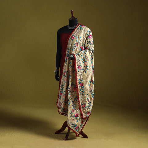 Ranihati chapa work chanderi silk hand embroidery dupatta