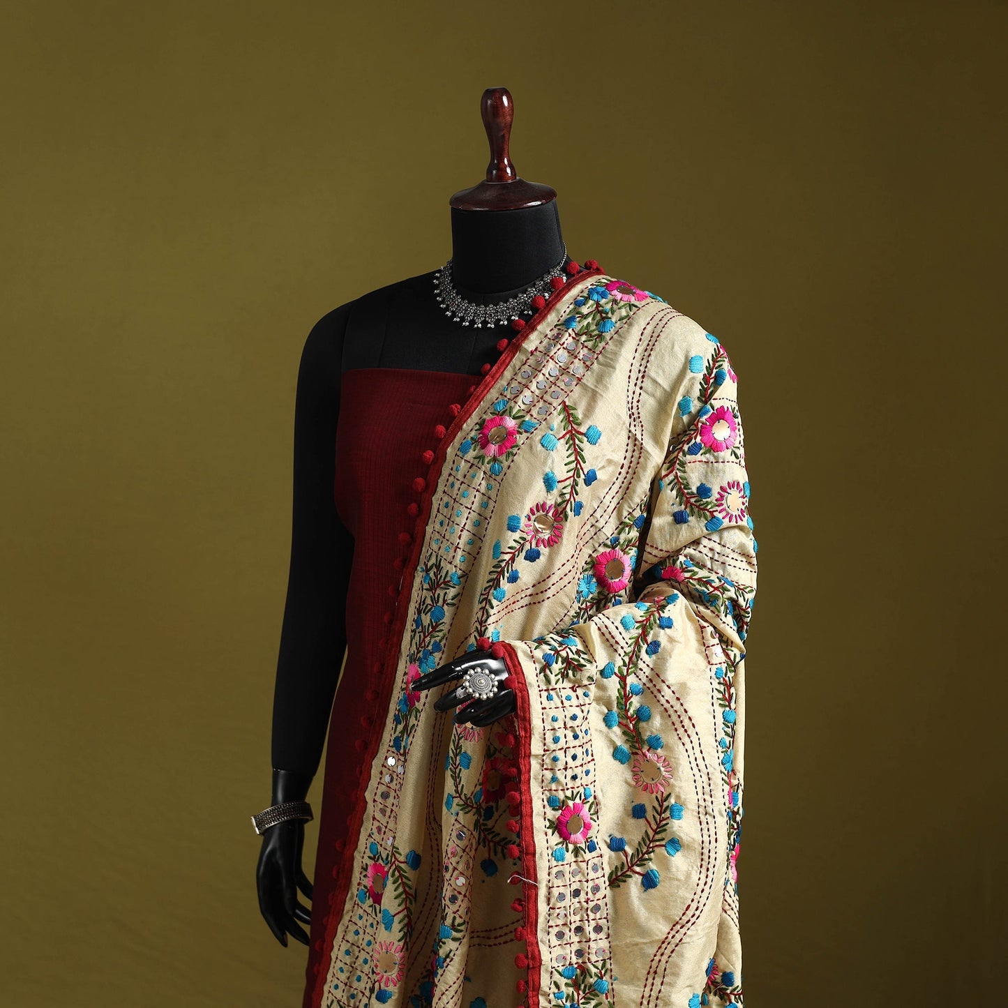 Ranihati chapa work chanderi silk hand embroidery dupatta