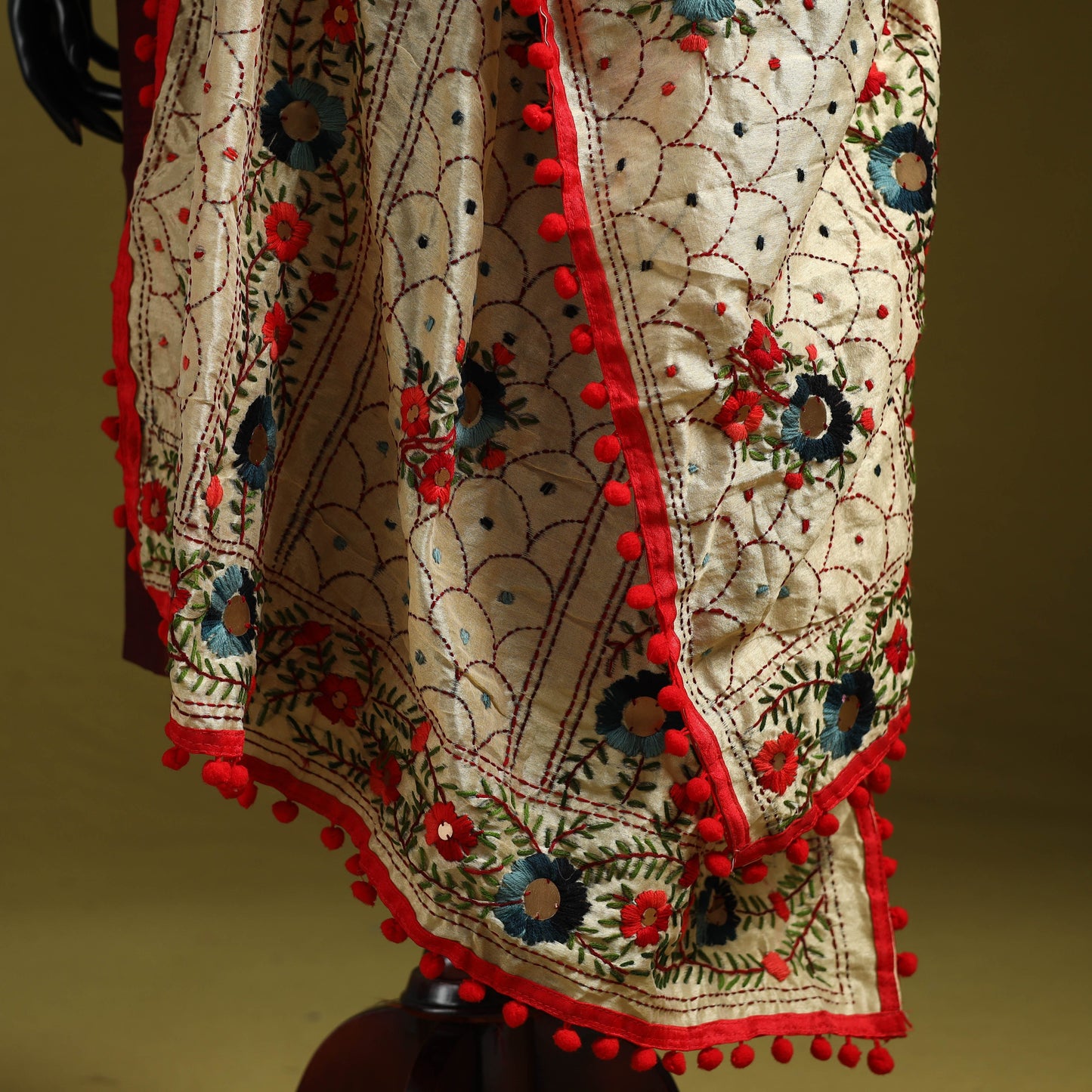 Ranihati chapa work chanderi silk hand embroidery dupatta