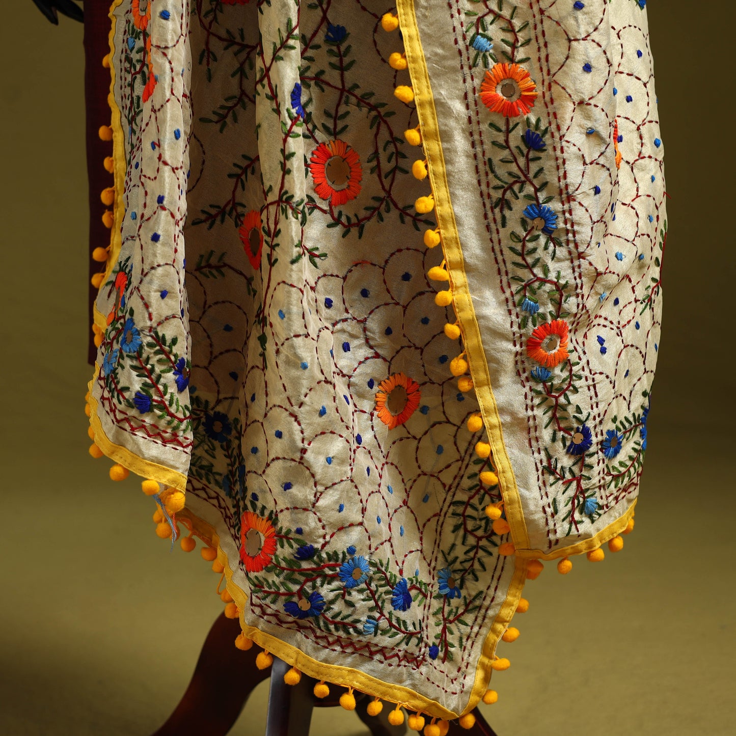 Ranihati chapa work chanderi silk hand embroidery dupatta
