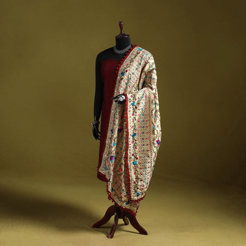 Ranihati chapa work chanderi silk hand embroidery dupatta