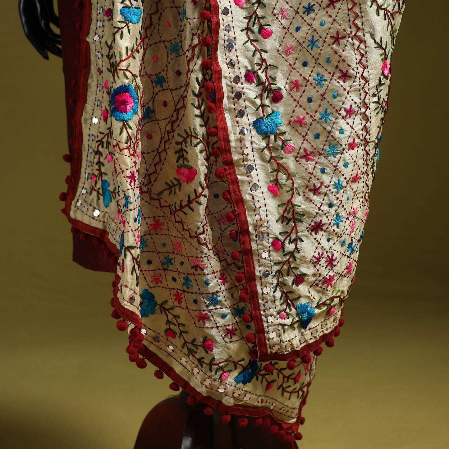 Ranihati chapa work chanderi silk hand embroidery dupatta