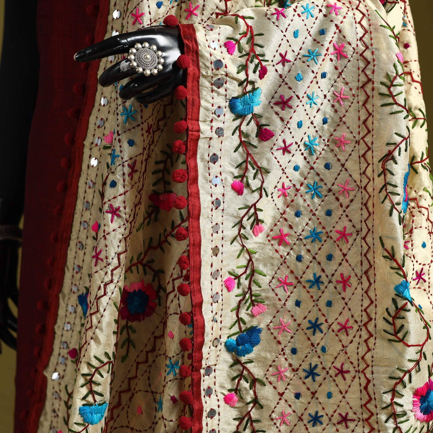 Ranihati chapa work chanderi silk hand embroidery dupatta