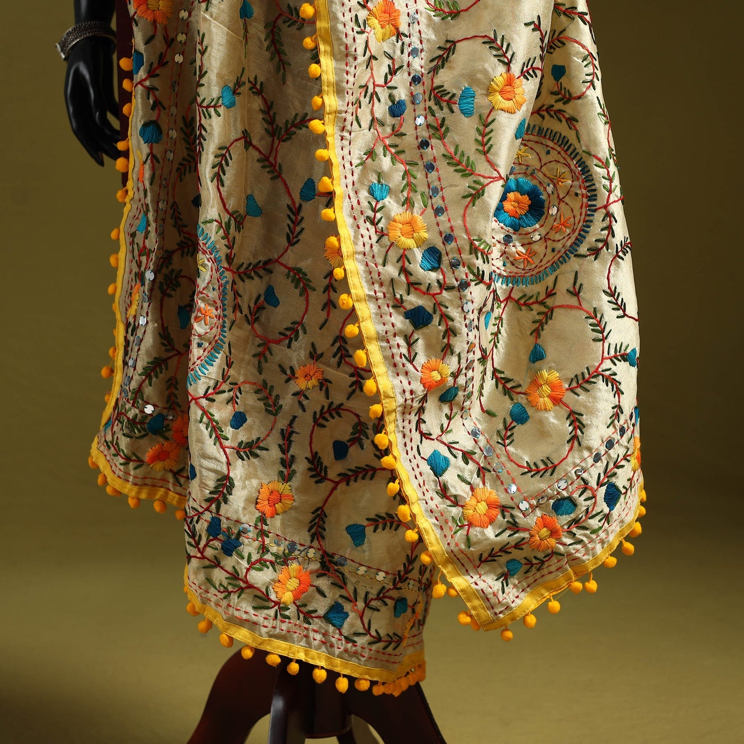 Ranihati chapa work chanderi silk hand embroidery dupatta