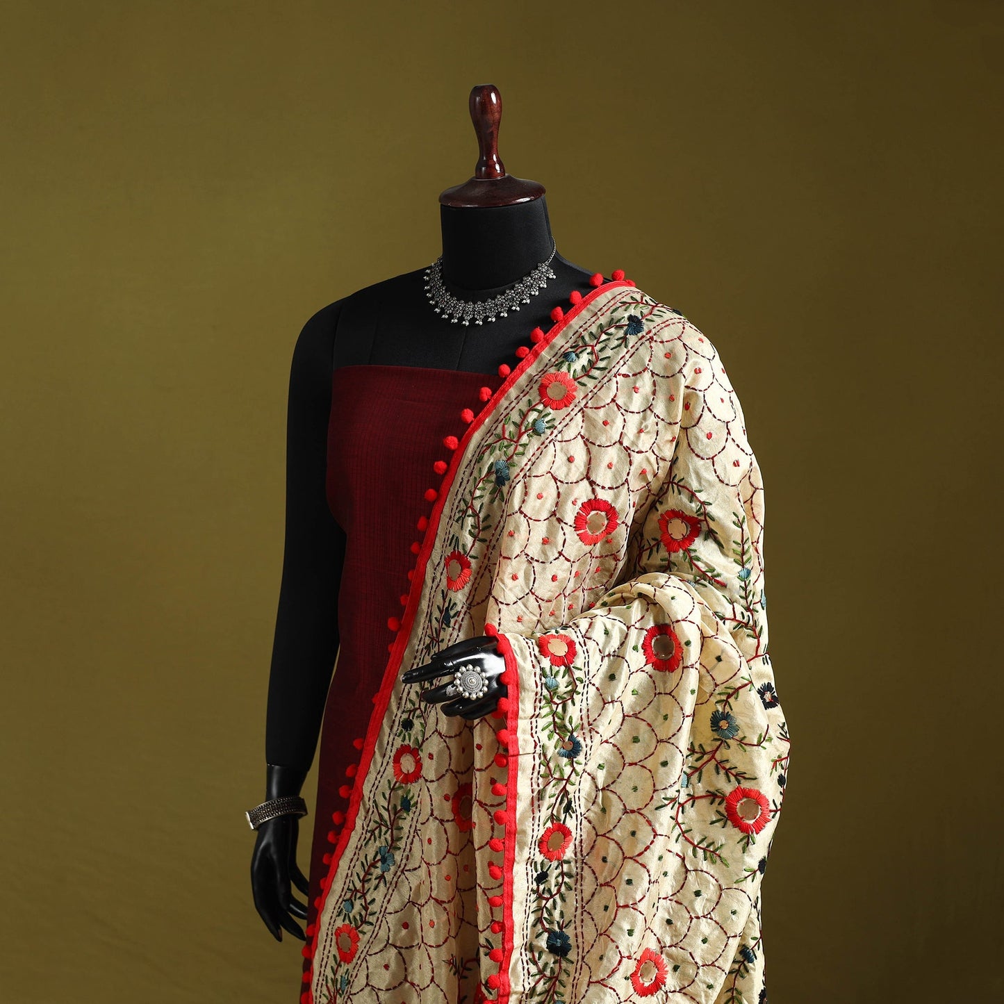 Ranihati chapa work chanderi silk hand embroidery dupatta