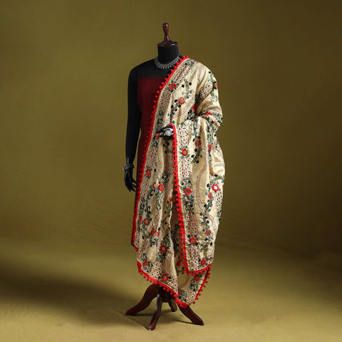 Ranihati chapa work chanderi silk hand embroidery dupatta