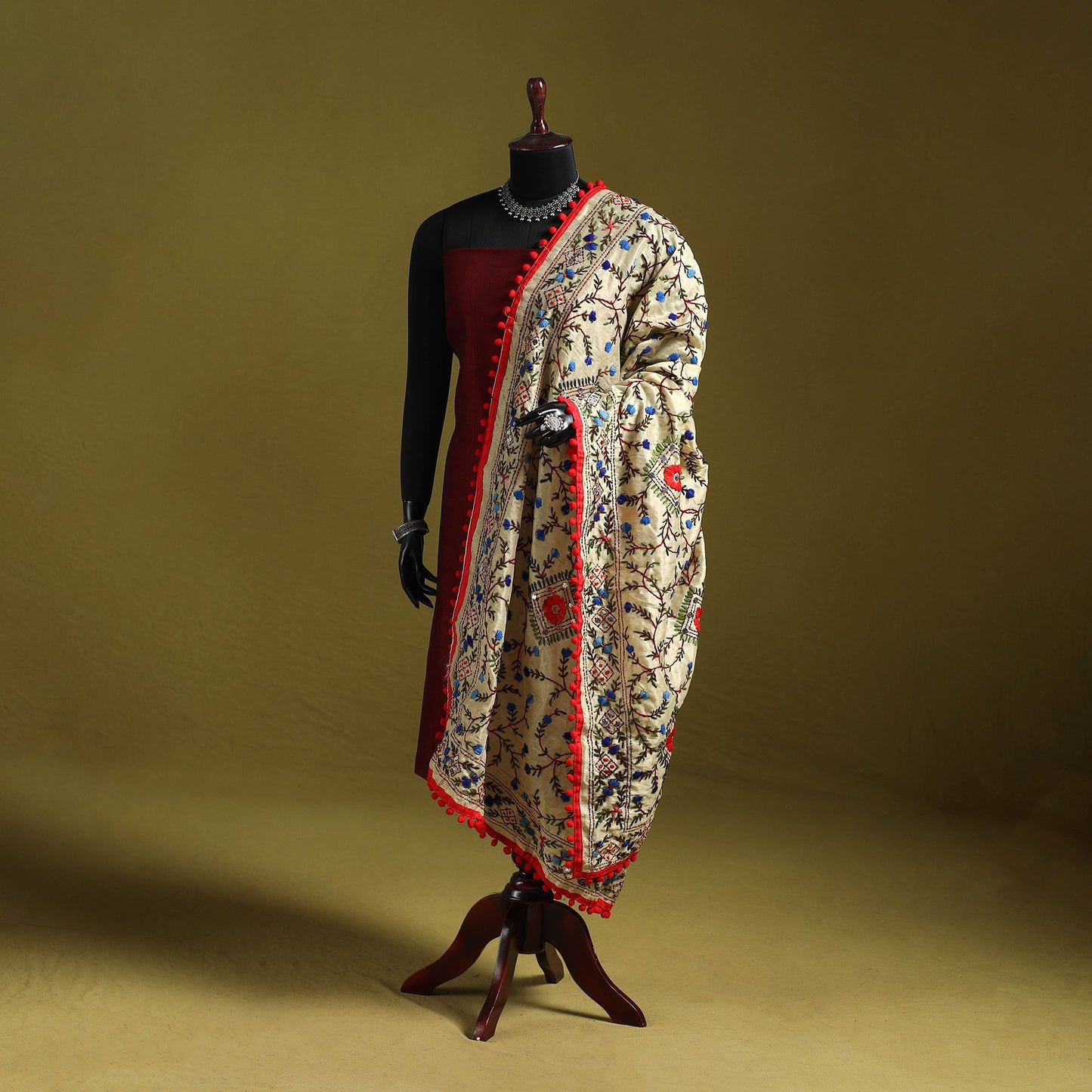 Ranihati chapa work chanderi silk hand embroidery dupatta