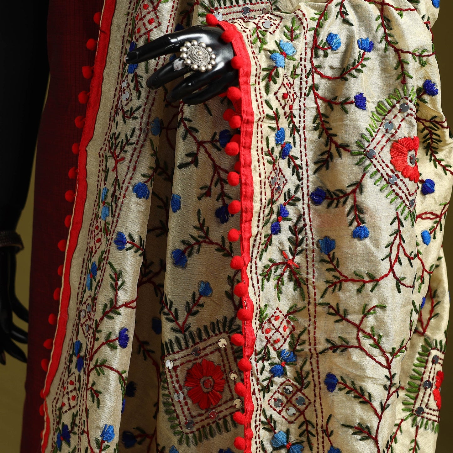 Ranihati chapa work chanderi silk hand embroidery dupatta