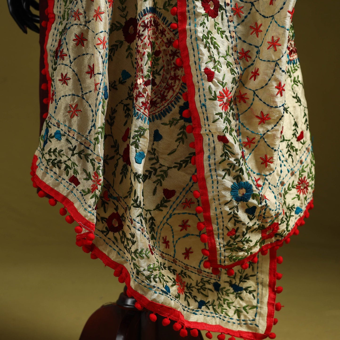Ranihati chapa work chanderi silk hand embroidery dupatta