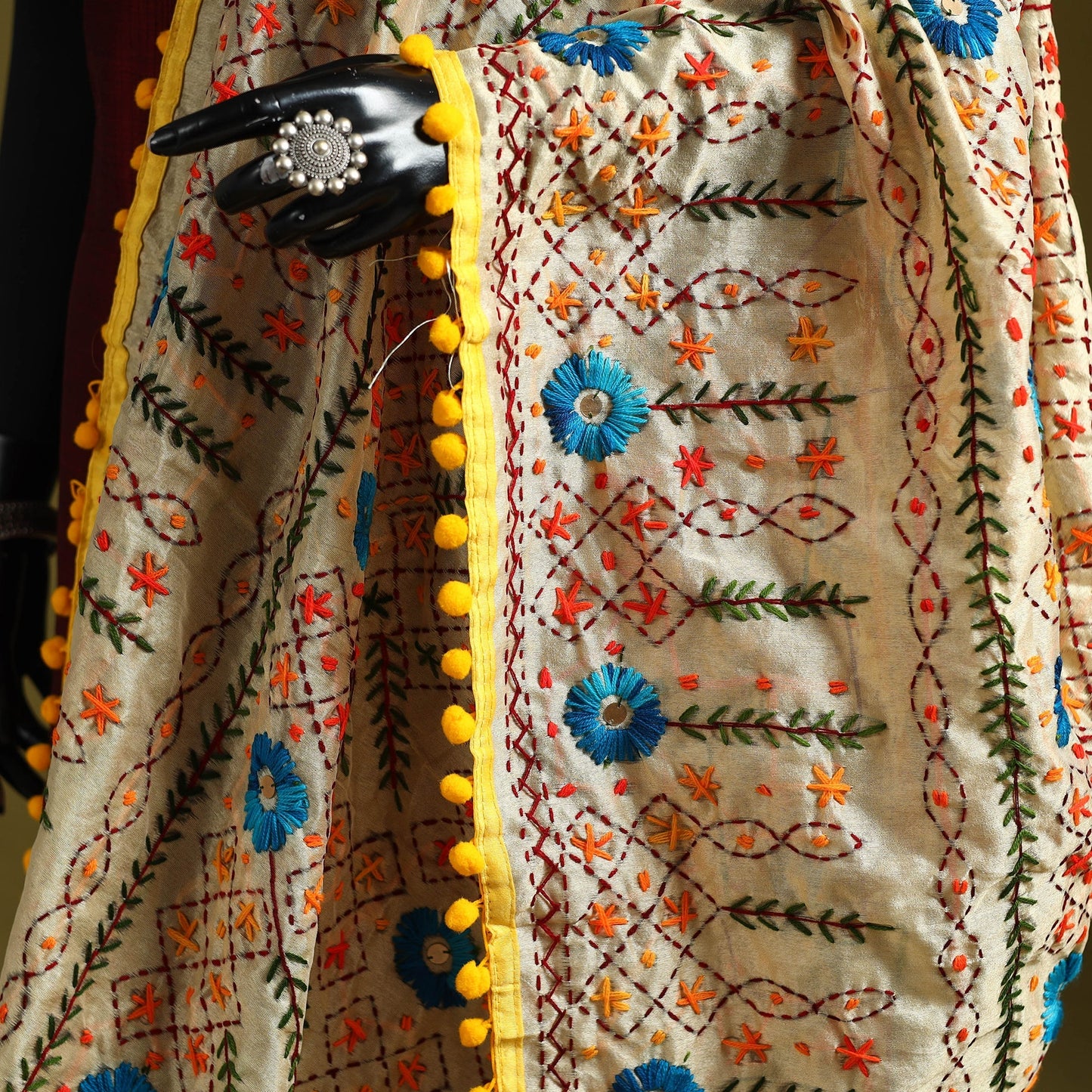 Ranihati chapa work chanderi silk hand embroidery dupatta
