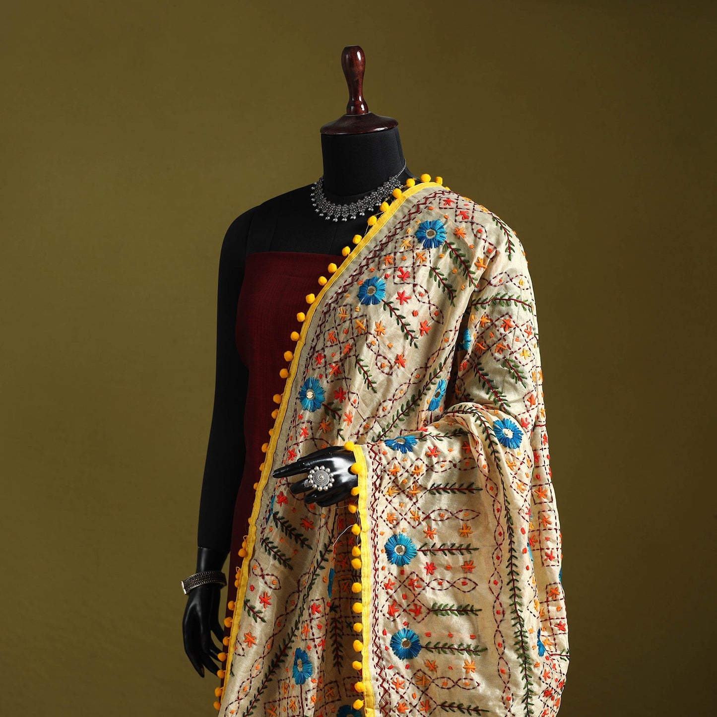 Ranihati chapa work chanderi silk hand embroidery dupatta