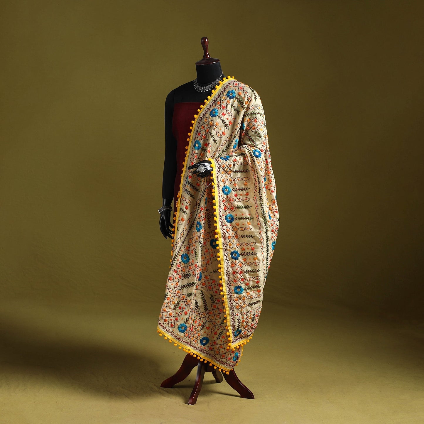 Ranihati chapa work chanderi silk hand embroidery dupatta