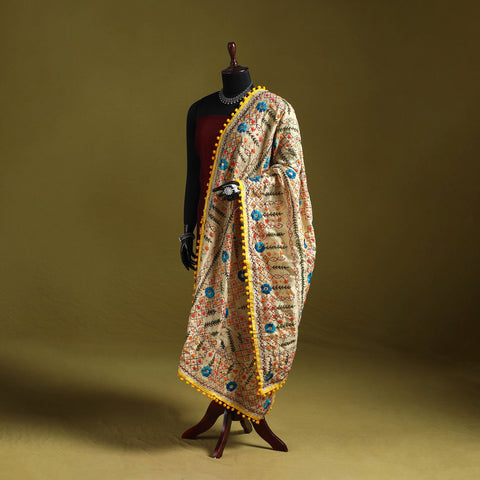 Ranihati chapa work chanderi silk hand embroidery dupatta