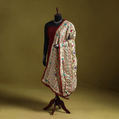 Ranihati chapa work chanderi silk hand embroidery dupatta